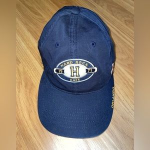 Hard Rock Cafe Orlando Baseball Hat Cap Navy Blue HRC "H" 1971 Logo- With Pin OS